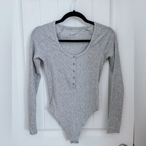 Aerie Gray Scoop Neck Bodysuit